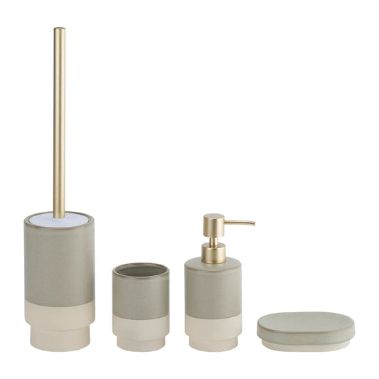 JMT-403018 Modern Two-Tone Ceramic Bathroom Accessory Set – Soap Dish, Toothbrush Cup, and More