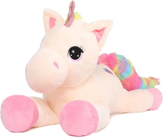 JMT-904010 Giant 43-Inch Beige Plush Unicorn Toy for Girls' Birthdays and Gifts