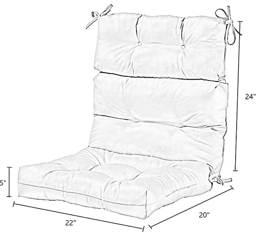 JMT-932106 High-Back Waterproof Outdoor Folding Chair Cushion with Non-Slip Design and Adjustable Strap