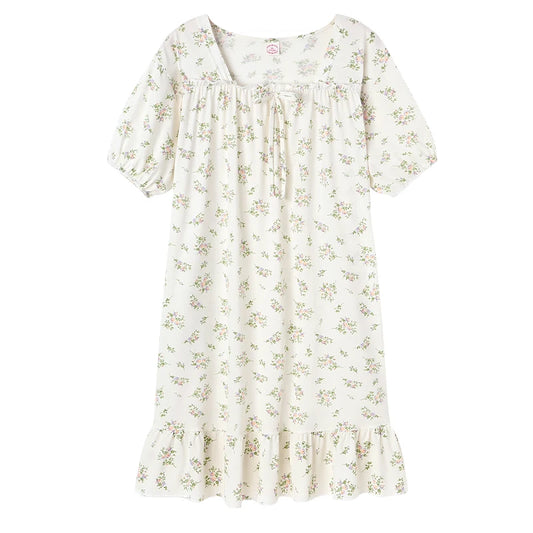 JMT-852746 Hot Selling Women Sleepwear Short Sleeved Small Floral Fragments Night-gown Lady Nighty Sexy Lovely Women Nightdress for Home
