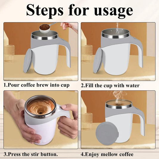 JMT-012106 Self Stirring Electric Coffee Mug with Lid for Travel and Office Use