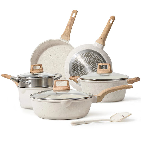 JMT-213770 10-Piece Cookware Set with Frying Pan, Soup Pot, and Spatula for Versatile Kitchen Cooking