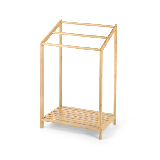 JMT-025610 Natural Bamboo Free Standing Towel Rack for Bathrooms and Toilets