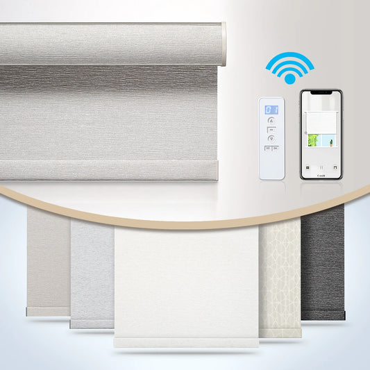 JMT-237642 Motorized Blackout Roller Blinds with Smart Remote Control for Easy Installation in Home or Office