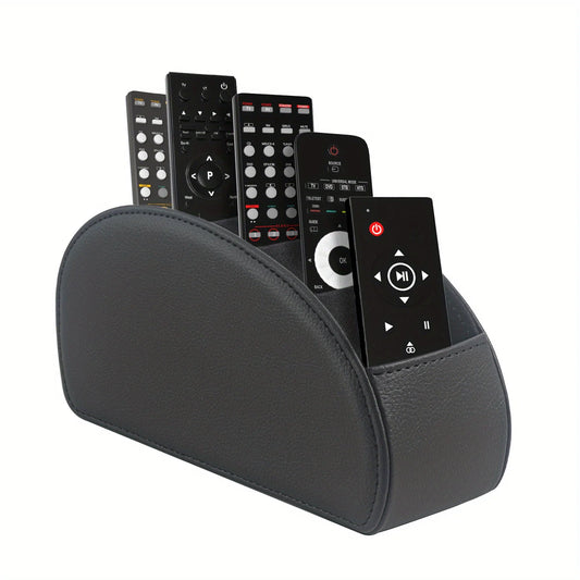 JMT-237066 Five-Compartment PU Leather Remote Control Holder for Organising and Desk Storage