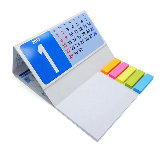 JMT-690442 Desktop Calendar with Sticky Notes and Flags, Soft Cover, 13 Sheets, Varnished Design