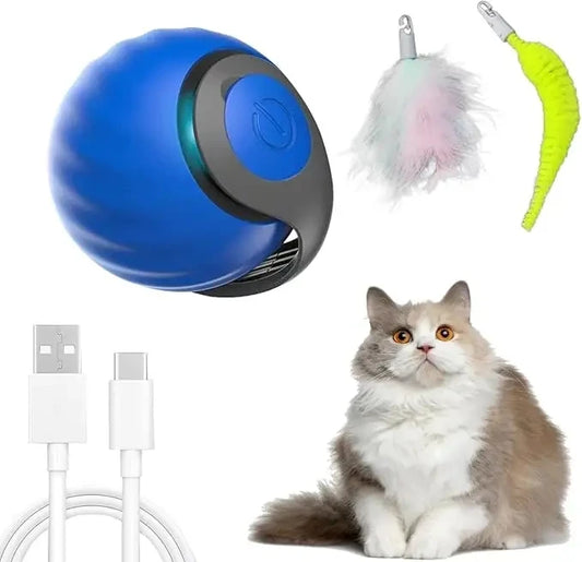 JMT-253962 Interactive Rechargeable Rolling Cat Toy Ball with Adjustable Speed for Smart Pet Training