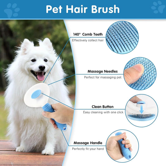 JMT-119754 6PCS Dog Grooming Kit - Includes Flea Comb, Bath Brush, and Nail Clipper for Cats and Dogs