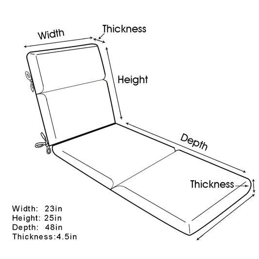 JMT-013450 Dark Gray Custom Embroidered Outdoor Cushion Covers for Chaise Lounge - Water Repellent, 100% Polyester