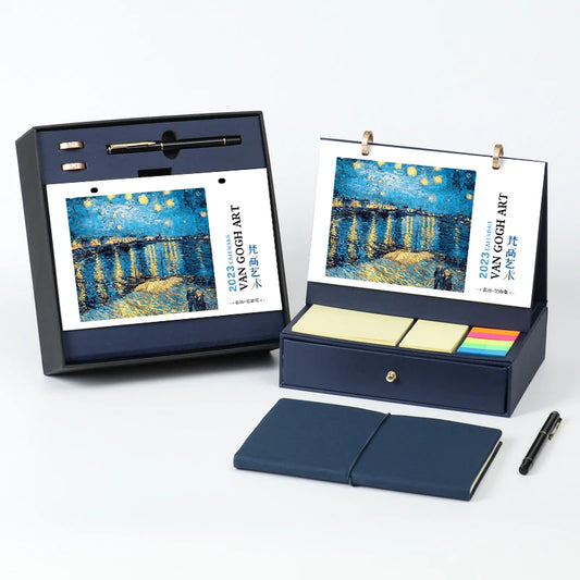JMT-280266 2023 Foldable Calendar with Notebook and Sticky Notes, Compact Design for Organisation