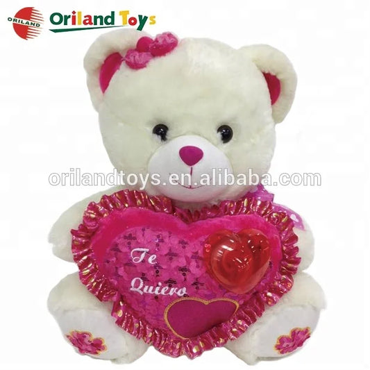 JMT-887050 Soft Plush Valentine Teddy Bear with Pink Heart - Available in Custom Sizes
