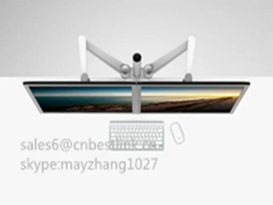 JMT-765322 Aluminum Dual Arm LCD Swivel Monitor Mount with Ergonomic Design, Supports VESA 75mm/100mm, Adjustable Height, up to 10kg Capacity