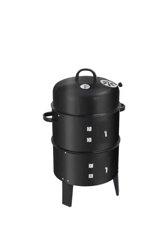 JMT-417866 3-in-1 Vertical Charcoal Smoker and Barbecue Grill, Smokeless Barrel Design