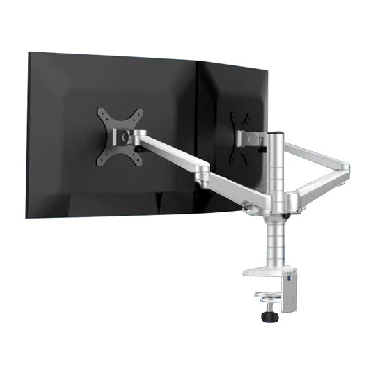 JMT-765322 Aluminum Dual Arm LCD Swivel Monitor Mount with Ergonomic Design, Supports VESA 75mm/100mm, Adjustable Height, up to 10kg Capacity
