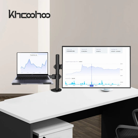 JMT-125770 Adjustable 32-Inch Monitor Mount with Laptop Stand for 13-27 Inch LCD Screens