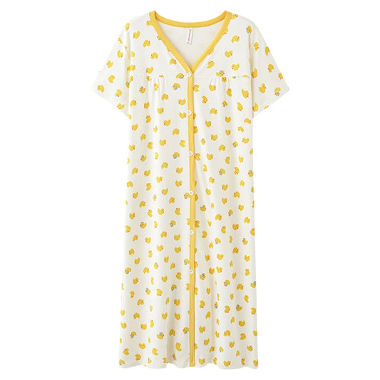 JMT-213194 Cotton Women's Sleep Dress Organic Jersey Sleep Shirt for Women Casual Nightgown Dress Long Sleeve Womens Sleep Wear
