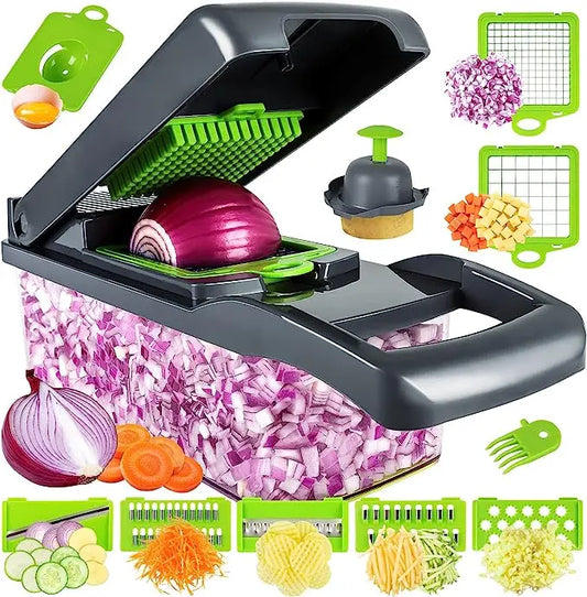 JMT-826314 13-in-1 Multifunctional Handheld Food Cutter and Vegetable Chopper with Interchangeable Blades