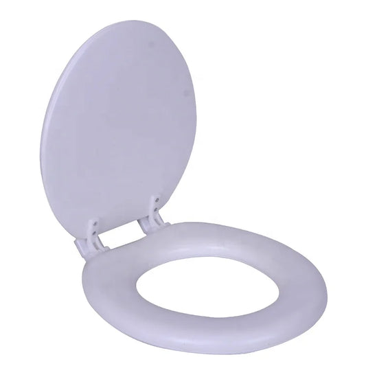 JMT-761994 White MDF Wooden Toilet Seat Cover with Soft Close Mechanism - Round Shape for Bathroom Use