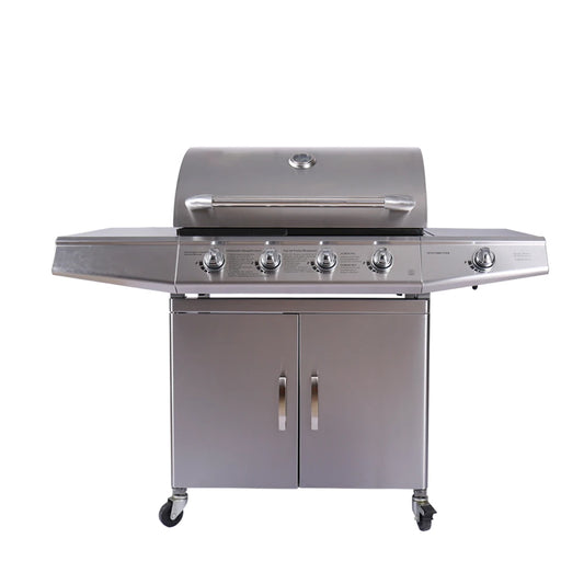 JMT-057418 Stainless Steel Outdoor Gas BBQ Grill with Integrated Kitchen Cabinet and Charcoal Smoker