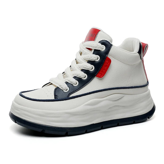 JMT-901642 XF2657 New Autumn Mid Top Breathable and Anti slip Student Thick Sole Elevated Sports Board Shoes Casual Running Shoes