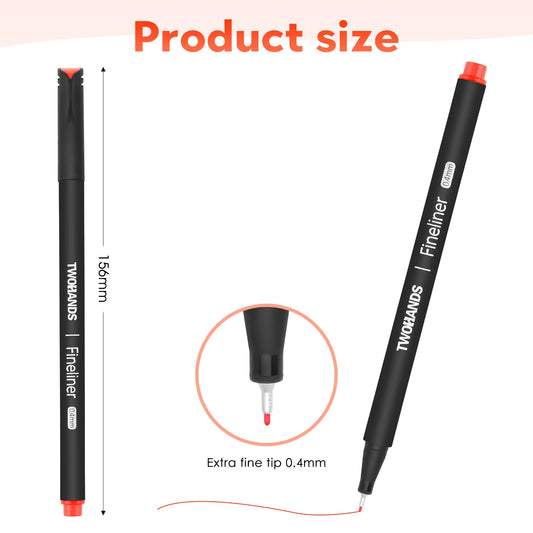 JMT-511434 Ultra Fine Tip 0.4mm Fineliner Pens Set in 24 Vibrant Colours for Drawing and Office Use