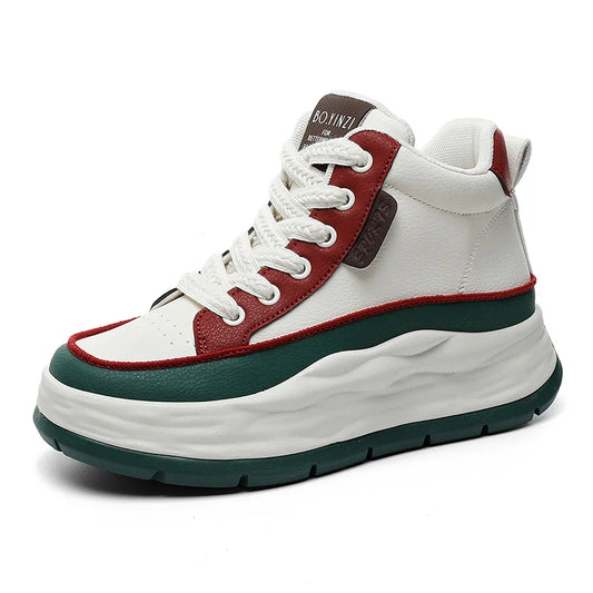 JMT-901642 XF2657 New Autumn Mid Top Breathable and Anti slip Student Thick Sole Elevated Sports Board Shoes Casual Running Shoes