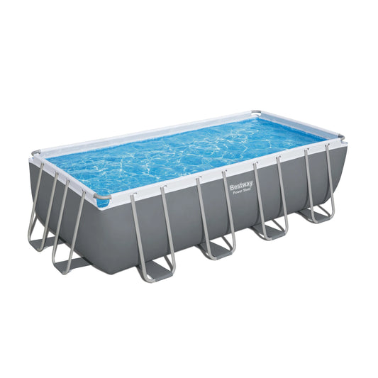 JMT-371722 Bestway 56670 Power Steel Rectangle Above Ground Swimming Pool 4.88m x 2.44m x 1.22m