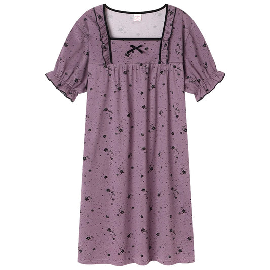 JMT-754442 New Summer Loose Nightgown Short Sleeves Girl Nightdress Cotton Night Dress for Women 2024