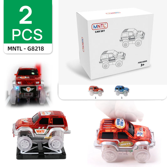 JMT-740810 Magnetic Tile Car Racing Track Set for Kids - Electric Toy Cars Included