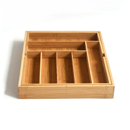 JMT-955082 Bamboo Utensil Drawer Organizer for Kitchen Silverware and Knives Storage