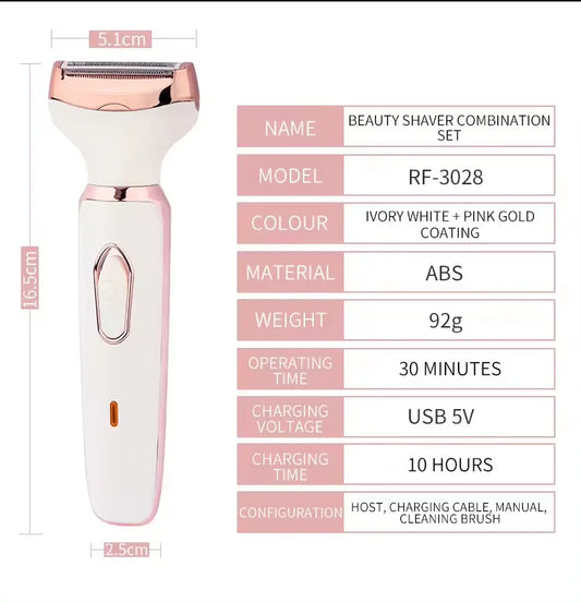 JMT-584266 Cordless Rechargeable Electric Shaver for Women - 4 in 1 Hair Removal Razor for Face, Arms, and Bikini Area