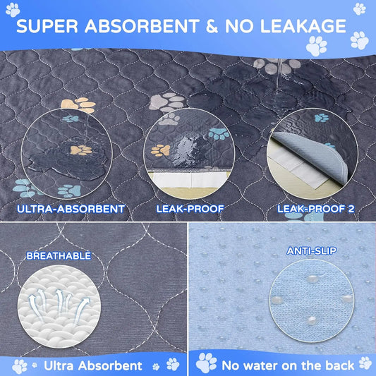 JMT-628234 Non-Slip Reusable Washable Dog Training Pee Pads - Absorbent Pet Mat for Easy Clean-Up