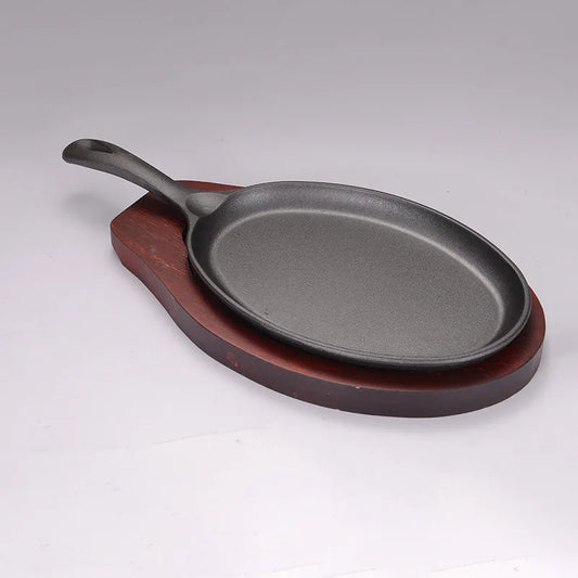 JMT-726282 Cast Iron Non-Stick Grill Pan with Handle for Outdoor BBQ and Induction Cooking