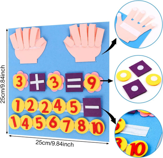 JMT-622090 Montessori Math Manipulatives and Felt Finger Numbers Counting Toy for Learning Activities