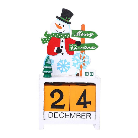 JMT-559370 Wooden Christmas Countdown Calendar with Santa Claus, Snowman, and Elk Decorations