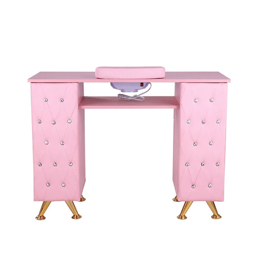 JMT-436042 Pink Manicure Table with Drawers for Beauty Salon and Nail Shop