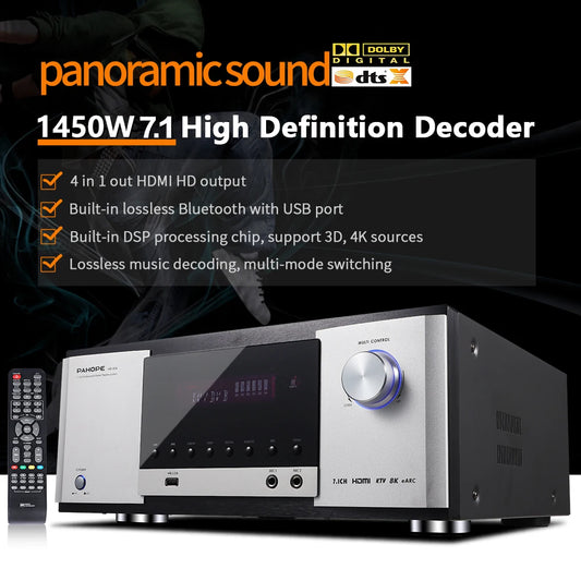 JMT-750474 7.1 Channel Home Theatre Power Amplifier with 3D/4K DTS HD Digital Sound and Bluetooth Connectivity
