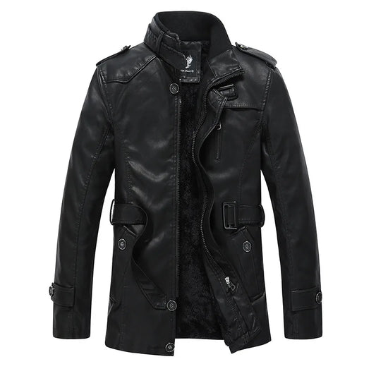 JMT-349514 Men's Coats Waterproof Windproof Motorcycle Jacket With Standing Collar Waxed Leather Jacket Winter PU Leather Jacket Custom