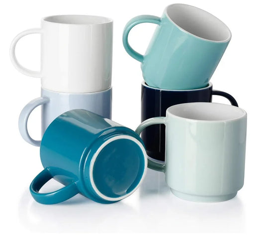 JMT-027914 10oz Ceramic Stackable Coffee Mugs – Porcelain Cups for Coffee, Tea, Cappuccino and Latte