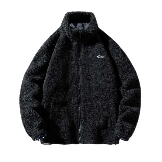 JMT-251210 Jacket for Men Winter Sporty Puffer Style Thickened Cotton Lamb Trend Granular Velvet Stand Collar Coats Jacket Custom