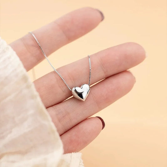 JMT-225546 New Fashion Design S925 Silver 3D Love Heart Pendant Necklace for Women Fine 925 Silver Jewelry Wholesale