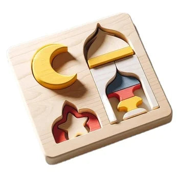 JMT-114250 3D Arabic Wooden Block Toy Set for Preschool Learning - Islamic Educational Toy for Kids