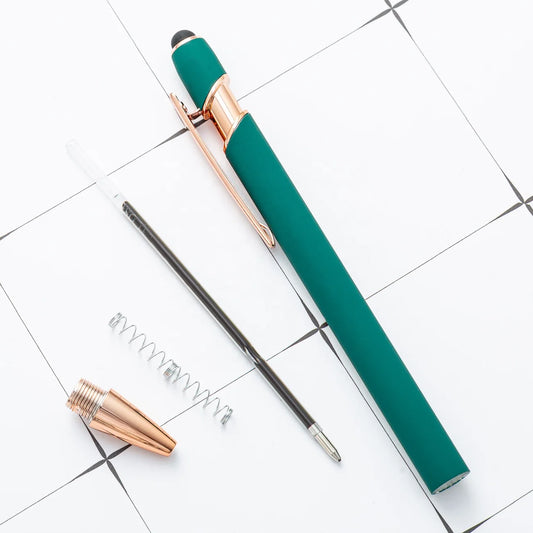 JMT-855754 Rose Gold Soft Touch Ballpoint Stylus Pen with Touch Screen Compatibility