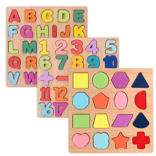 JMT-260810 3D Wooden Alphabet and Number Puzzle for Kids - Montessori Educational Activity Toy