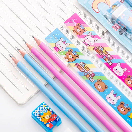 JMT-356810 Creative Plastic Wood Stationery Set for Children with Gift Box, Ideal for Primary School Activities