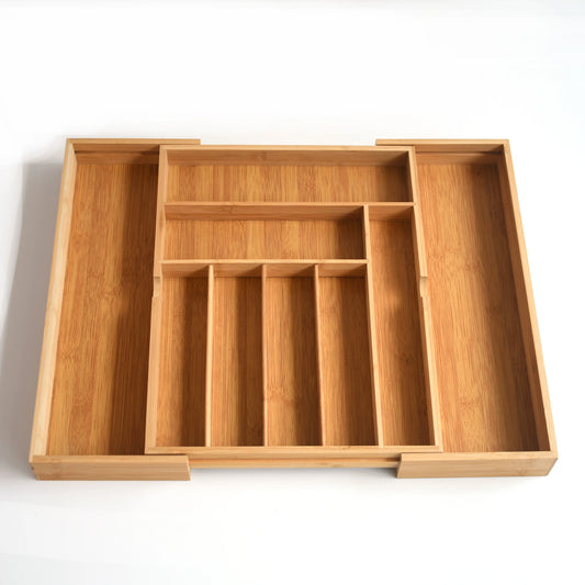 JMT-955082 Bamboo Utensil Drawer Organizer for Kitchen Silverware and Knives Storage