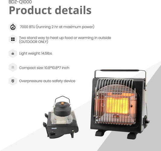 JMT-952522 Portable Cast Iron Single Burner Gas Stove Heater with Ceramic Surface for Outdoor Cooking
