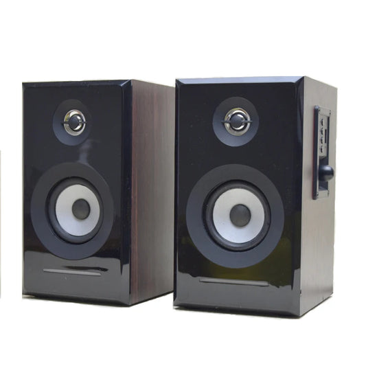 JMT-678666 Classic Wooden 2.0 Bookshelf Speakers with Hi-Fi Stereo Sound and Bluetooth Connectivity