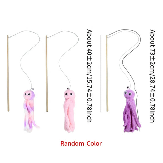 JMT-482186 Interactive Cat Teaser Wand Toy with Plush and Ribbon, 40cm