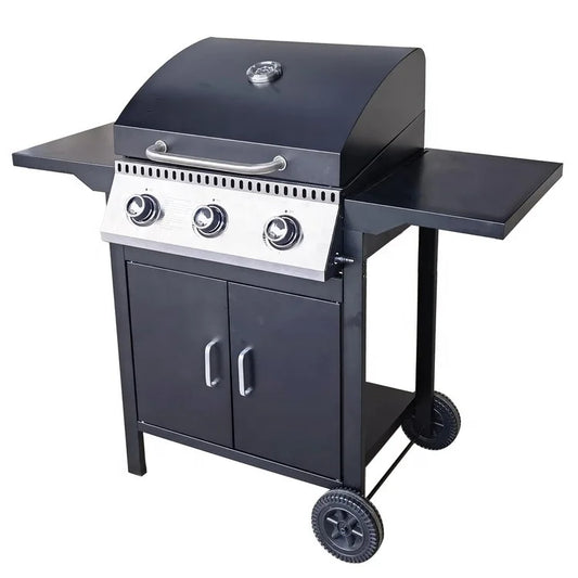 JMT-122954 Komenjoy G029300 3-Burner Outdoor Gas Grill with Warming Rack and Removable Grease Pan